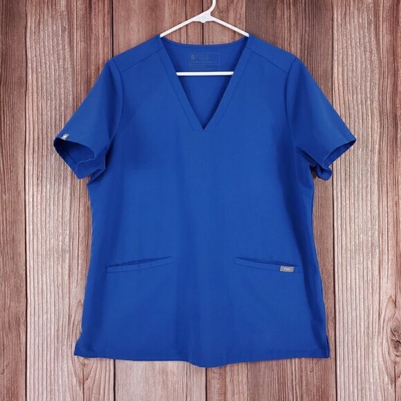 *FLAW* Figs Womens Size Large Casma Three Pocket Scrub Top Blue FW1100 PO 1657 - Picture 1 of 11